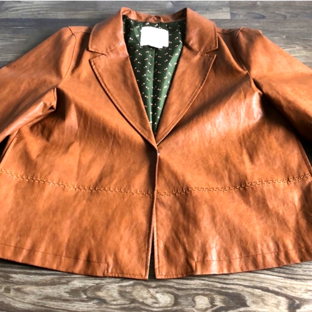 Anthropologie Cognac Brown Leather Jacket - Picture 5 of 7
